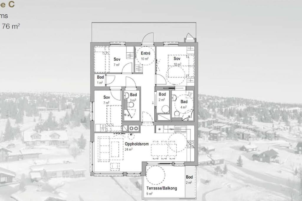 Leilighet Med Panoramautsikt Sjusjoen Innendors Parkering Экстерьер фото